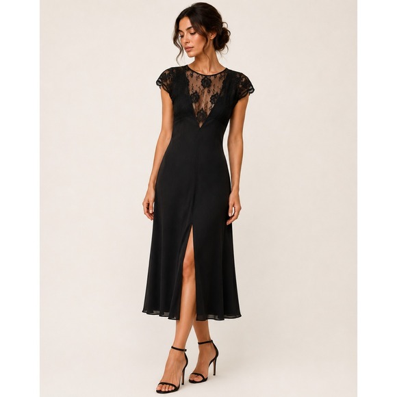 Kayser Dresses & Skirts - Vintage Kayser Lingerie Dress Size M‎ Midi Black Lace Made in USA Vamp Goth Sexy